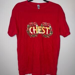 Christmas Couples Chest Nuts T-Shirts Next Level Unisex Size Large Red Green